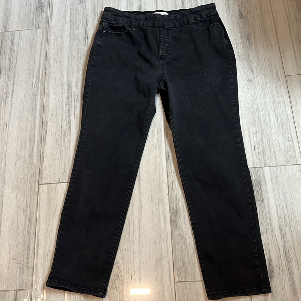 Craft&Barrow black distressed stretch jeans leggings size 14 short